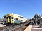 Southbound late morning Sunrail train arriving into Kissimmee / Amtrak Station